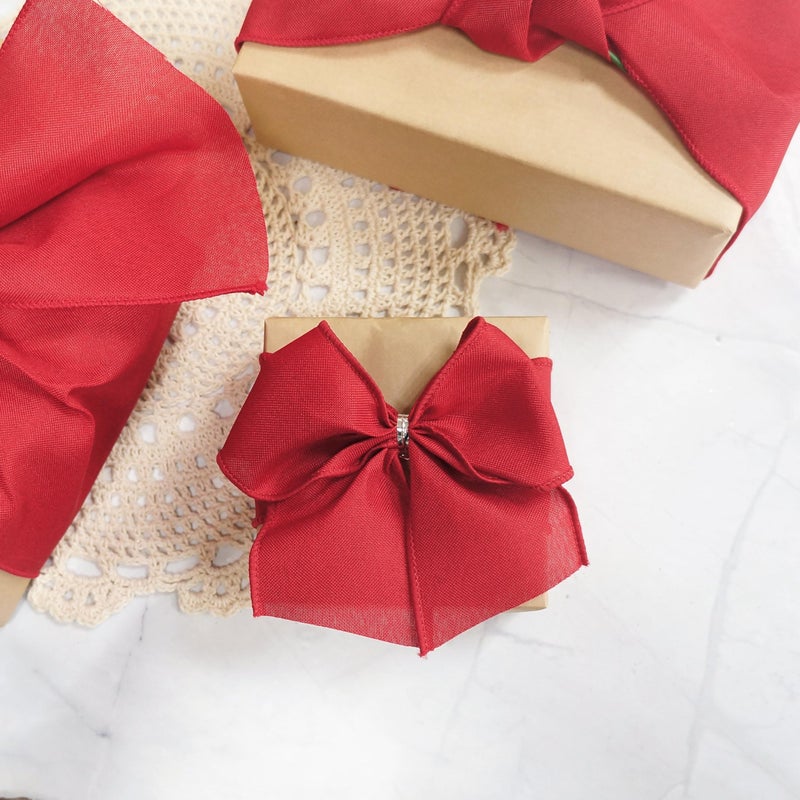 CT CRAFT LLC Burlap Fabric Wired Ribbon 2.5 Inch x 10 Yards Red for Christmas Home Wedding Decor Gift Wrapping Tree Topper Bow Wreath Bouquet DIY Crafts - Image 3